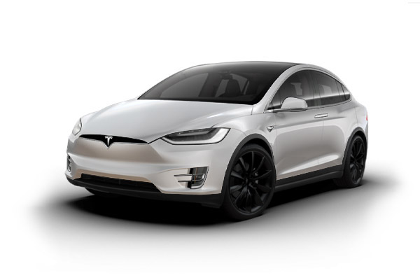 Vue avant de la Tesla Model X grise métallisée